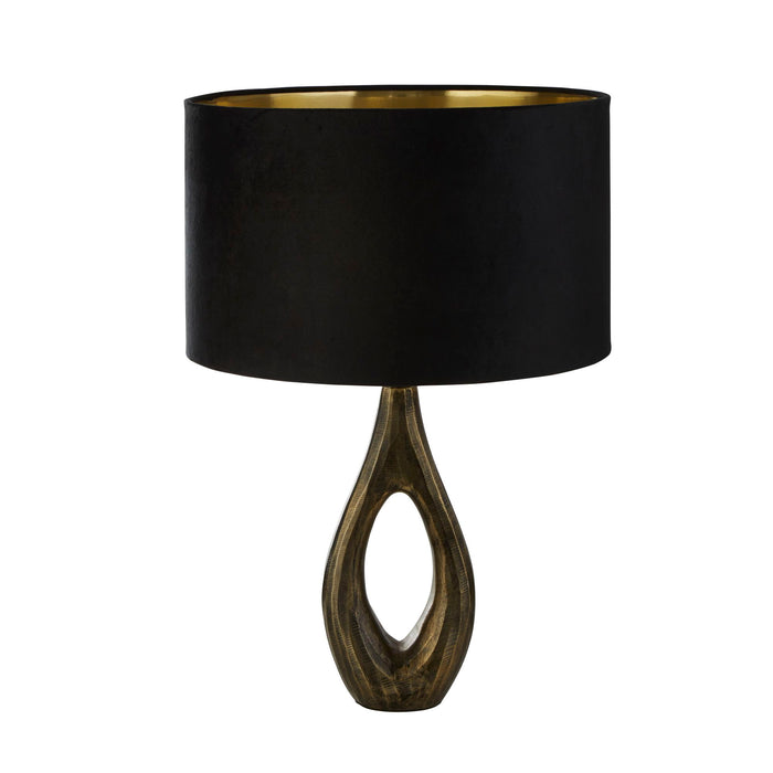Searchlight  86531BK Bucklow Table Lamp- Antique Brass Metal & Black Velvet Shade