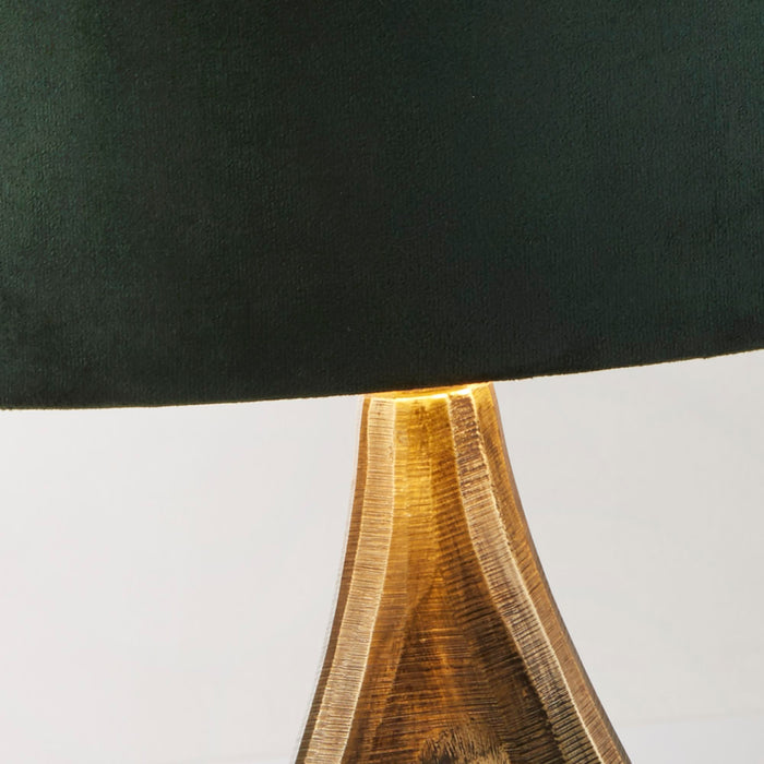 Searchlight  86531GR Bucklow Table Lamp- Antique Brass Metal & Green Velvet Shade