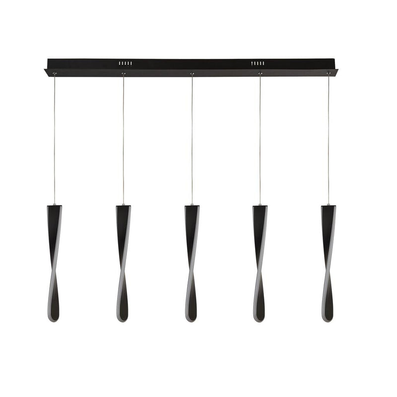 Searchlight  8675-5BK Paddle 5Lt Bar Pendant - Black Metal & Opal Silicon