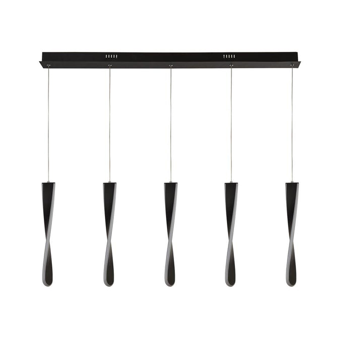 Searchlight  8675-5BK Paddle 5Lt Bar Pendant - Black Metal & Opal Silicon