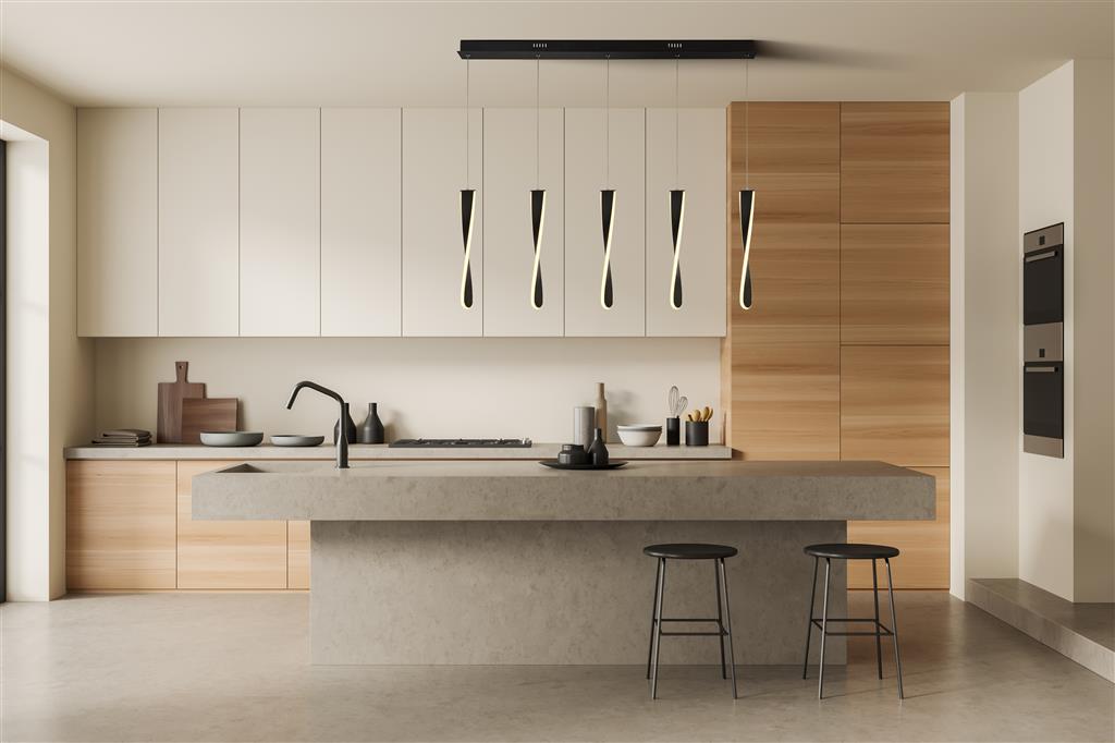 Searchlight  8675-5BK Paddle 5Lt Bar Pendant - Black Metal & Opal Silicon