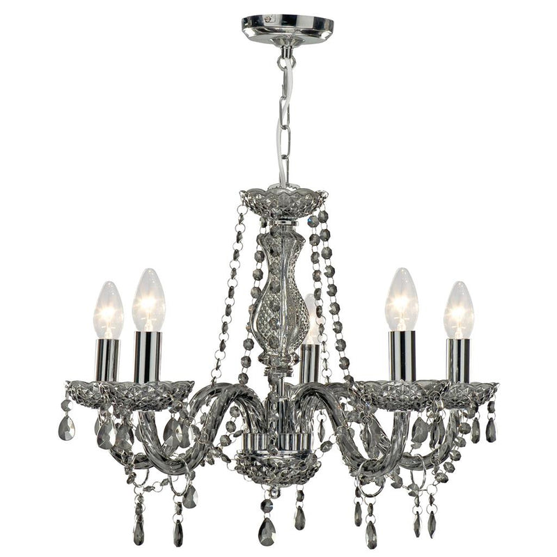 Searchlight  8695-5GY Marie Therese 5Lt Pendant - Smoked Grey Glass