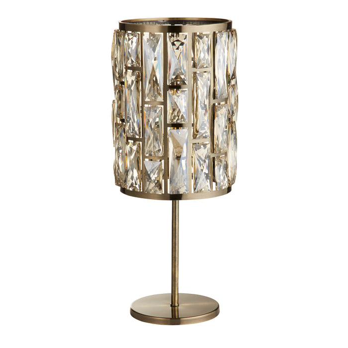 Searchlight  6584AB Bijou Table Lamp - Antique Brass Metal & Champagne Glass