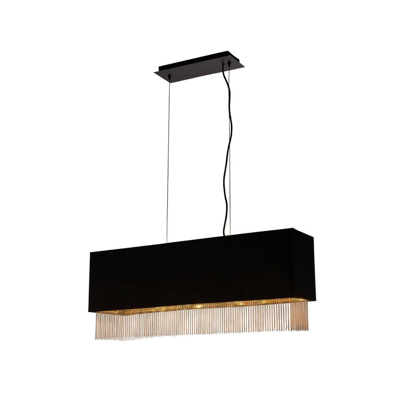 Searchlight  8724-4BK Fringe 4Lt Ceiling Pendant - Black Shade & Gold Chain