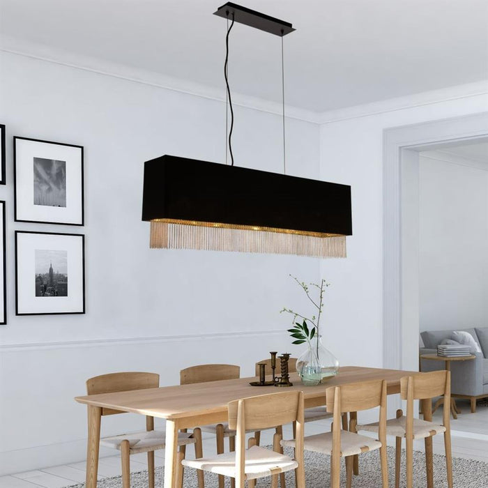 Searchlight  8724-4BK Fringe 4Lt Ceiling Pendant - Black Shade & Gold Chain