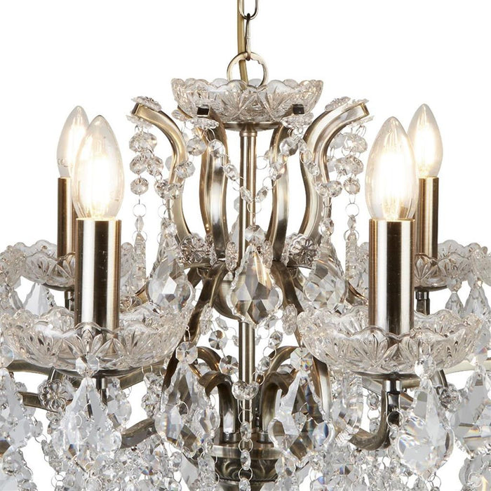 Searchlight  8738-8AB Paris  8Lt Chandelier - Antique Brass Metal & Clear Crystal