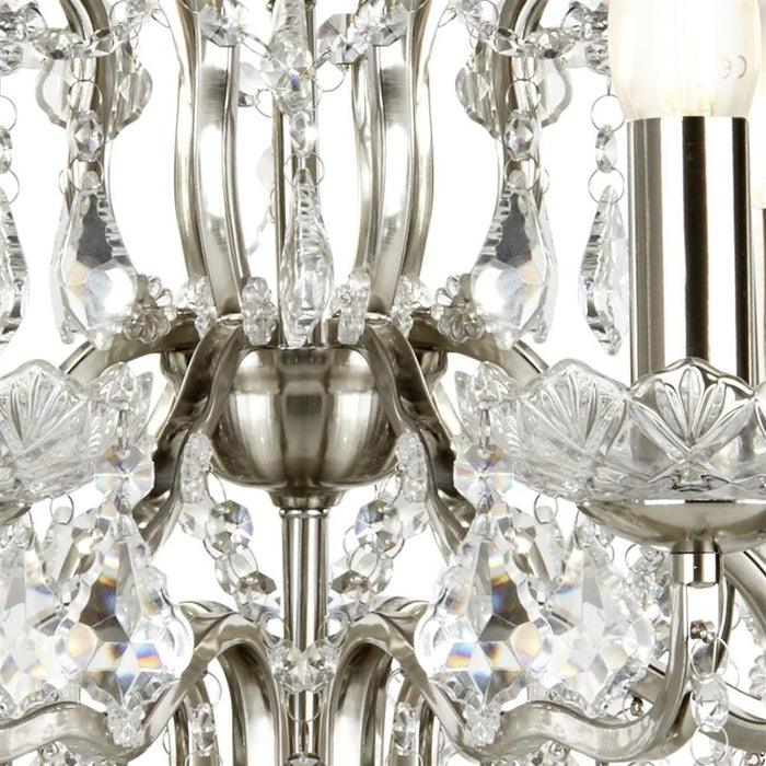 Searchlight  8738-8SS Paris  8Lt Chandelier - Satin Silver Metal & Clear Crystal