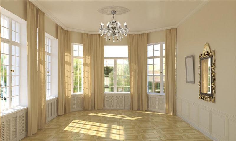 Searchlight  8738-8SS Paris  8Lt Chandelier - Satin Silver Metal & Clear Crystal