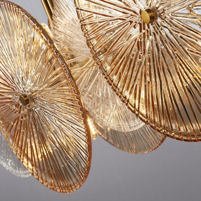 Searchlight  88210-10BZ Wagon Wheel 10Lt Bar Pendant -Bronze Metal,Clear/Amber Glass