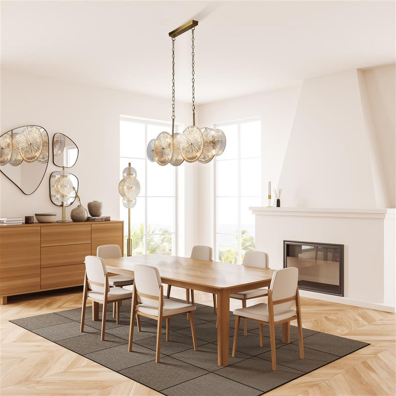Searchlight  88210-10BZ Wagon Wheel 10Lt Bar Pendant -Bronze Metal,Clear/Amber Glass