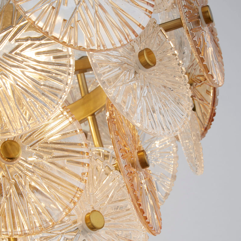 Searchlight  88210-5BZ Wagon Wheel 5Lt Pendant - Bronze Metal & Clear & Amber Glass