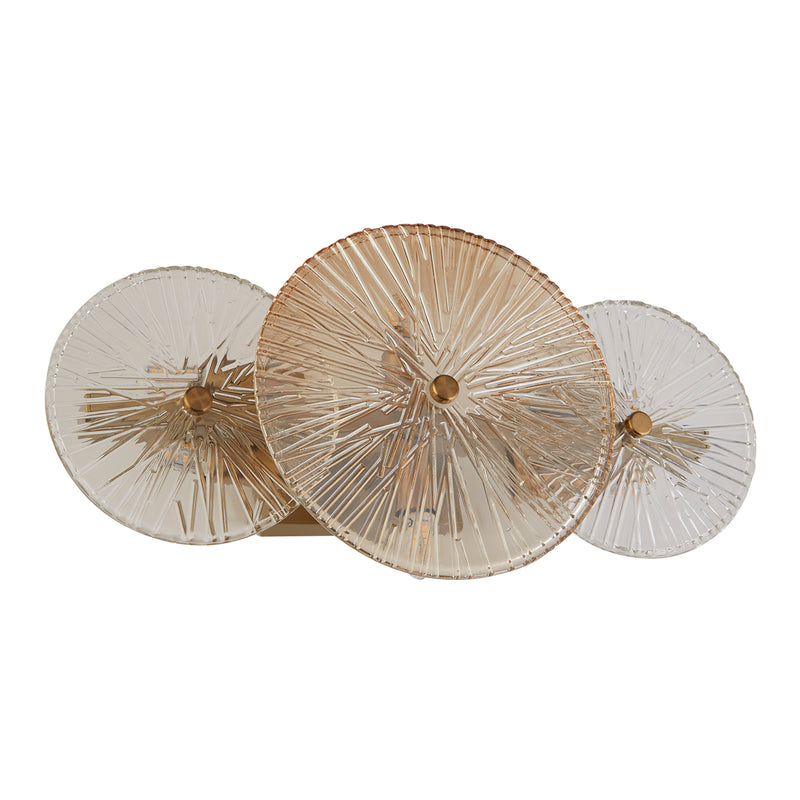 Searchlight  88210-6BZ Wagon Wheel 6Lt Wall/Flush- Bronze Metal, Clear, Amber Glass