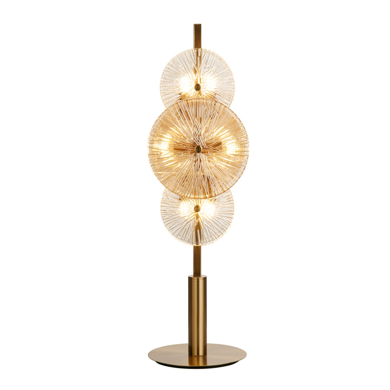 Searchlight  88211-6BZ Wagon Wheel 6Lt Table Lamp- Bronze Metal, Clear, Amber Glass