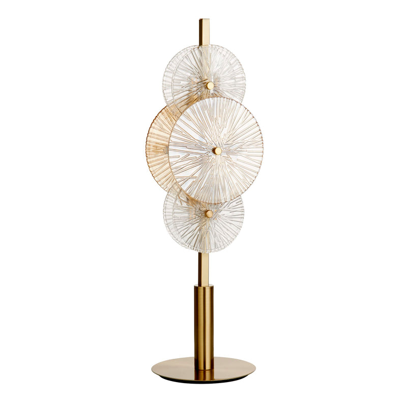 Searchlight  88211-6BZ Wagon Wheel 6Lt Table Lamp- Bronze Metal, Clear, Amber Glass