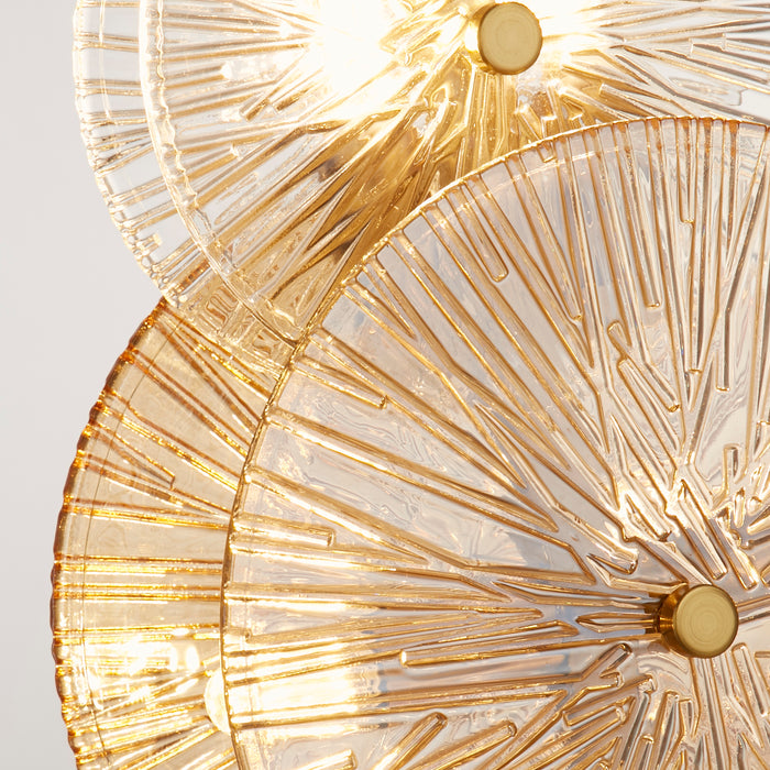 Searchlight  88211-6BZ Wagon Wheel 6Lt Table Lamp- Bronze Metal, Clear, Amber Glass