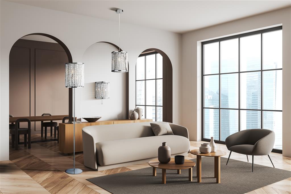 Searchlight  8831CC Elise  Pendant - Chrome Metal & Crystal