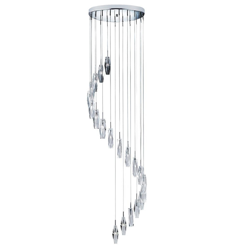 Searchlight  888-20 Sculptured Ice 20Lt Multi-Drop Pendant-Chrome, Clear Crystal