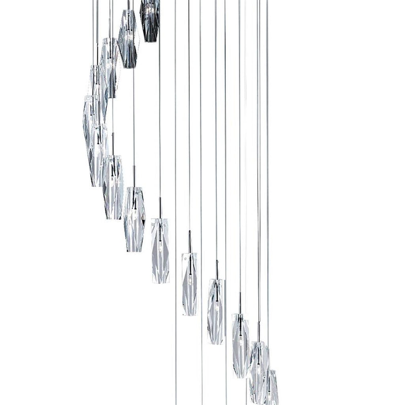 Searchlight  888-20 Sculptured Ice 20Lt Multi-Drop Pendant-Chrome, Clear Crystal
