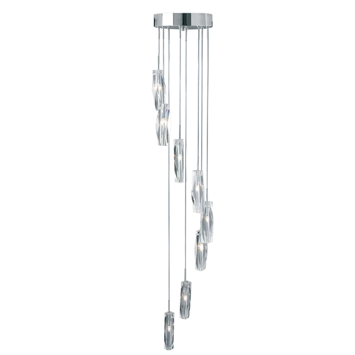 Searchlight  888-8 Sculptured Ice Multi-Drop Pendant - Chrome & Glass