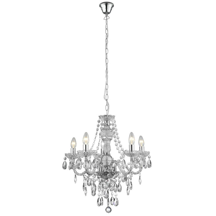 Searchlight  8885-5CL Marie Therese  5Lt Pendant - Clear Glass & Acrylic