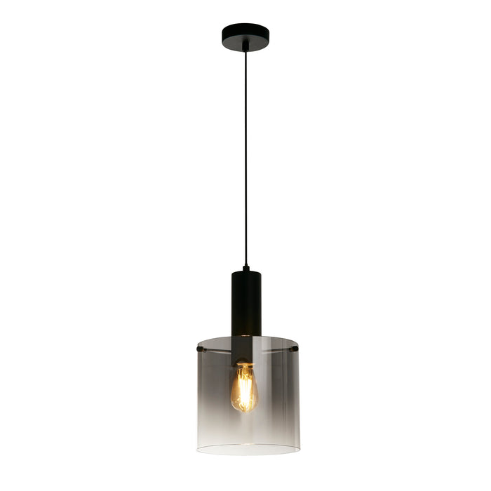 Searchlight  88910-1BK Sweden Pendant - Matt Black Metal & Smoked Ombre Glass