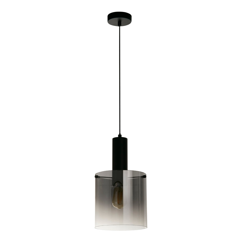Searchlight  88910-1BK Sweden Pendant - Matt Black Metal & Smoked Ombre Glass