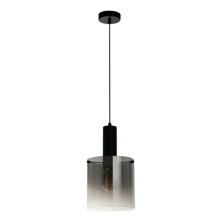 Searchlight  88910-1BK Sweden Pendant - Matt Black Metal & Smoked Ombre Glass