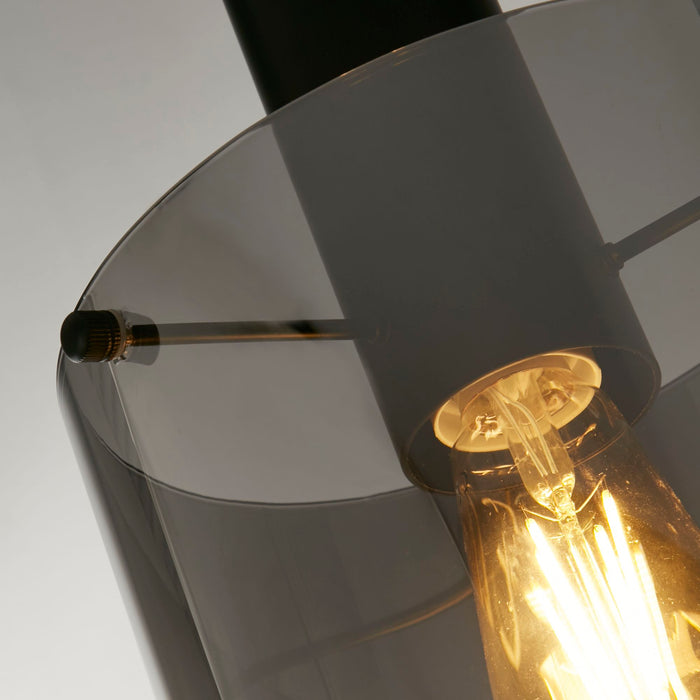 Searchlight  88910-1BK Sweden Pendant - Matt Black Metal & Smoked Ombre Glass