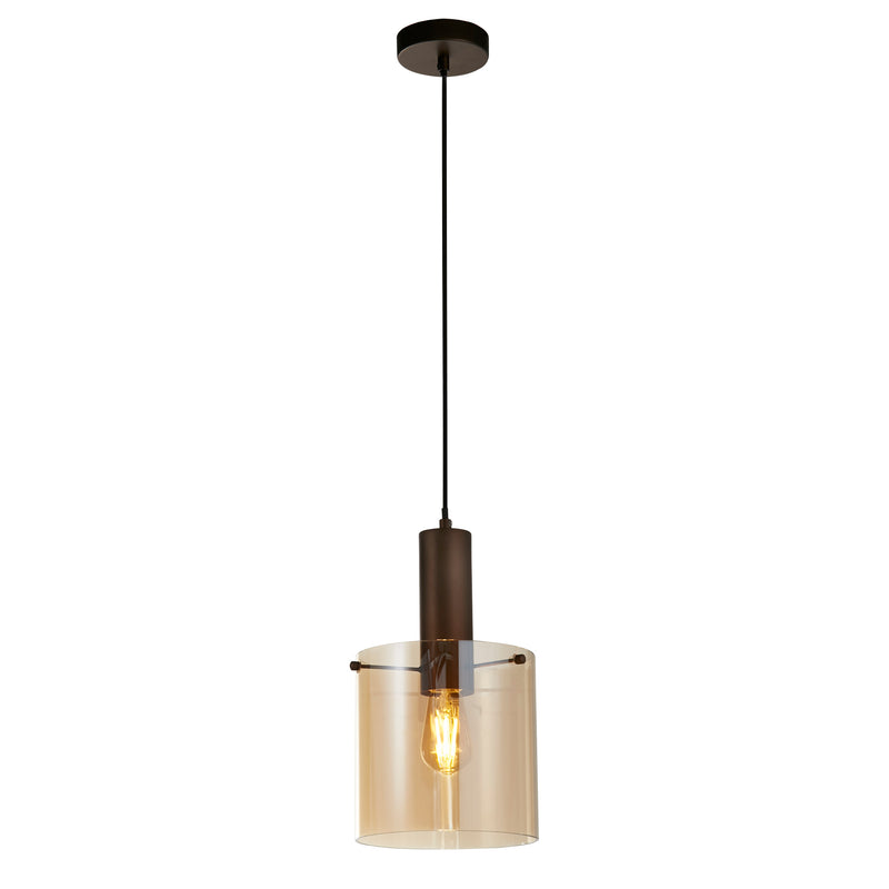 Searchlight  88910-1MO Sweden Pendant - Mocha Metal & Amber Glass
