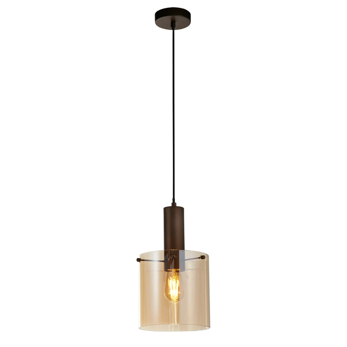 Searchlight  88910-1MO Sweden Pendant - Mocha Metal & Amber Glass
