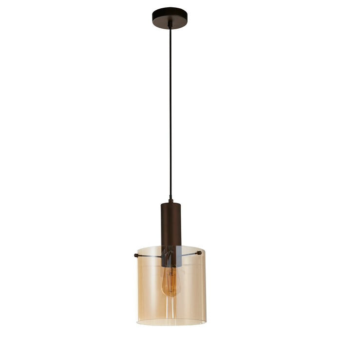 Searchlight  88910-1MO Sweden Pendant - Mocha Metal & Amber Glass