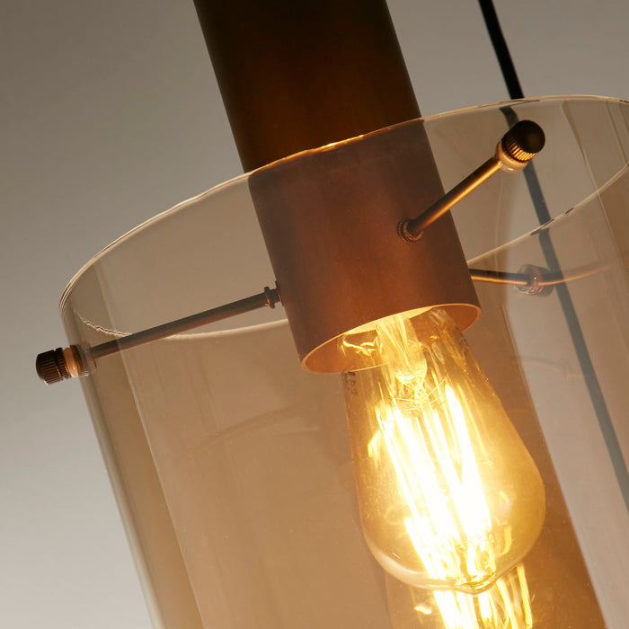 Searchlight  88910-3MO Sweden 3Lt Multi-Drop Pendant - Mocha Metal & Amber Glass