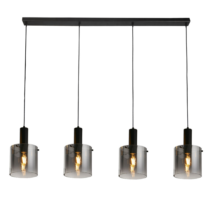 Searchlight  88910-4BK Sweden 4Lt Bar Pendant - Black Metal & Smoked Ombre Glass