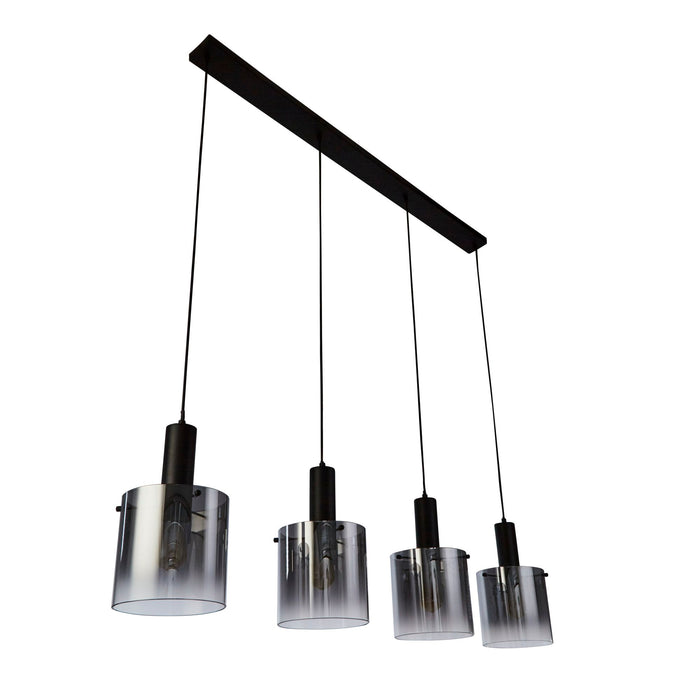 Searchlight  88910-4BK Sweden 4Lt Bar Pendant - Black Metal & Smoked Ombre Glass