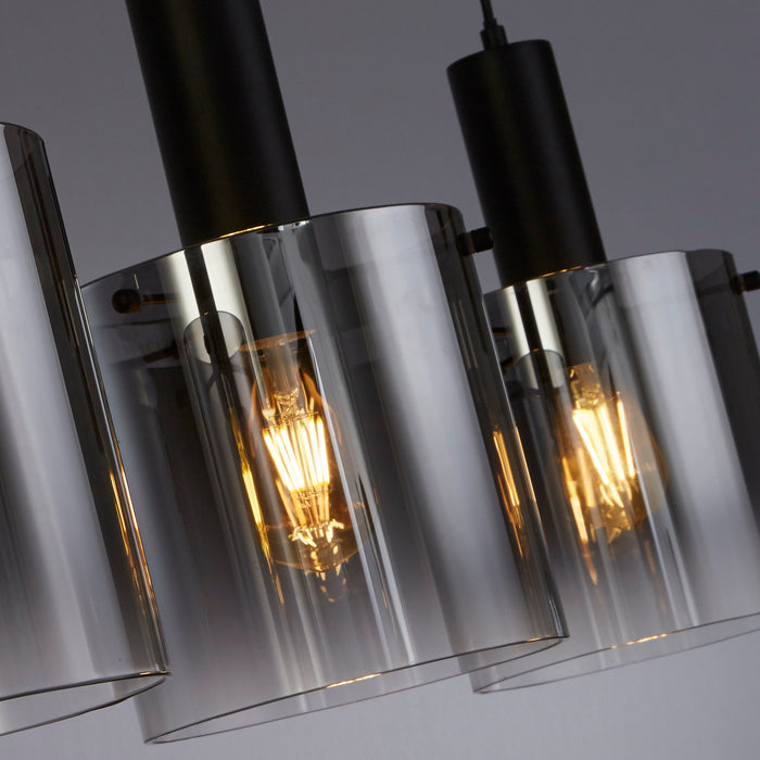 Searchlight  88910-4BK Sweden 4Lt Bar Pendant - Black Metal & Smoked Ombre Glass