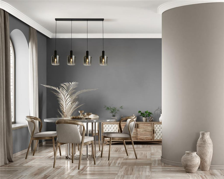 Searchlight  88910-4BK Sweden 4Lt Bar Pendant - Black Metal & Smoked Ombre Glass