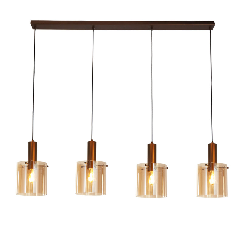 Searchlight  88910-4MO Sweden 4Lt Bar Pendant - Mocha Metal & Amber Glass