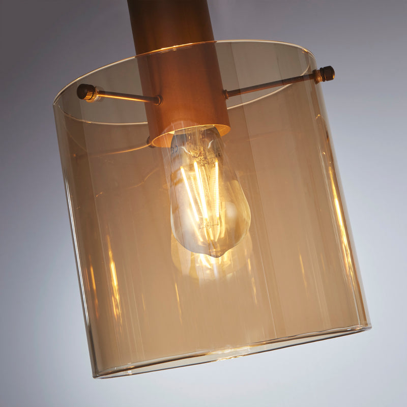 Searchlight  88910-4MO Sweden 4Lt Bar Pendant - Mocha Metal & Amber Glass