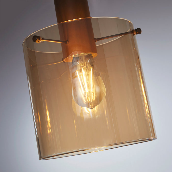 Searchlight  88910-4MO Sweden 4Lt Bar Pendant - Mocha Metal & Amber Glass