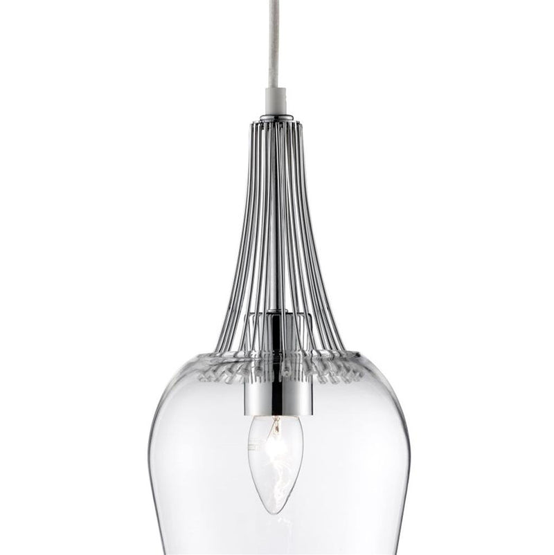 Searchlight  8911CC Whisk Pendant - Chrome & Clear Glass
