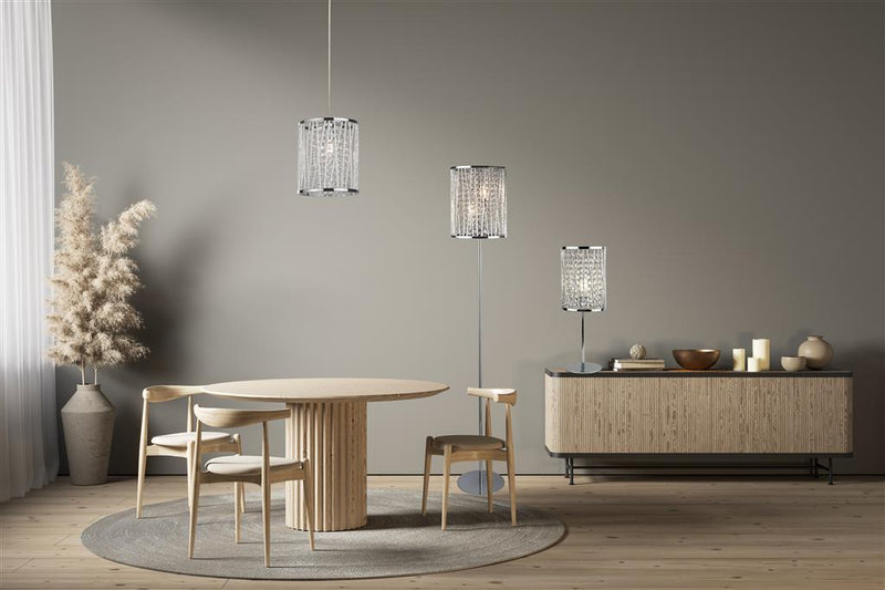 Searchlight  8932CC Elise  2Lt Floor Lamp  - Chrome Metal & Crystal