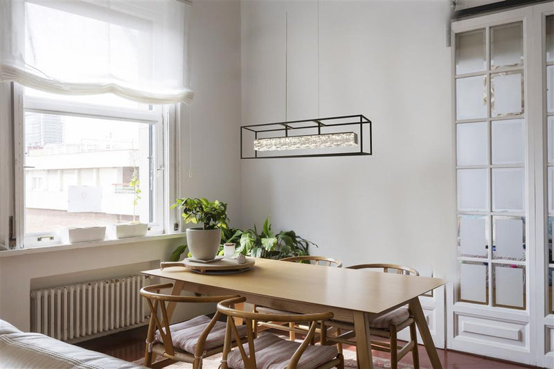 Searchlight  89562BK Elevator LED Pendant -  Matt Black Frame & Crystal Centre