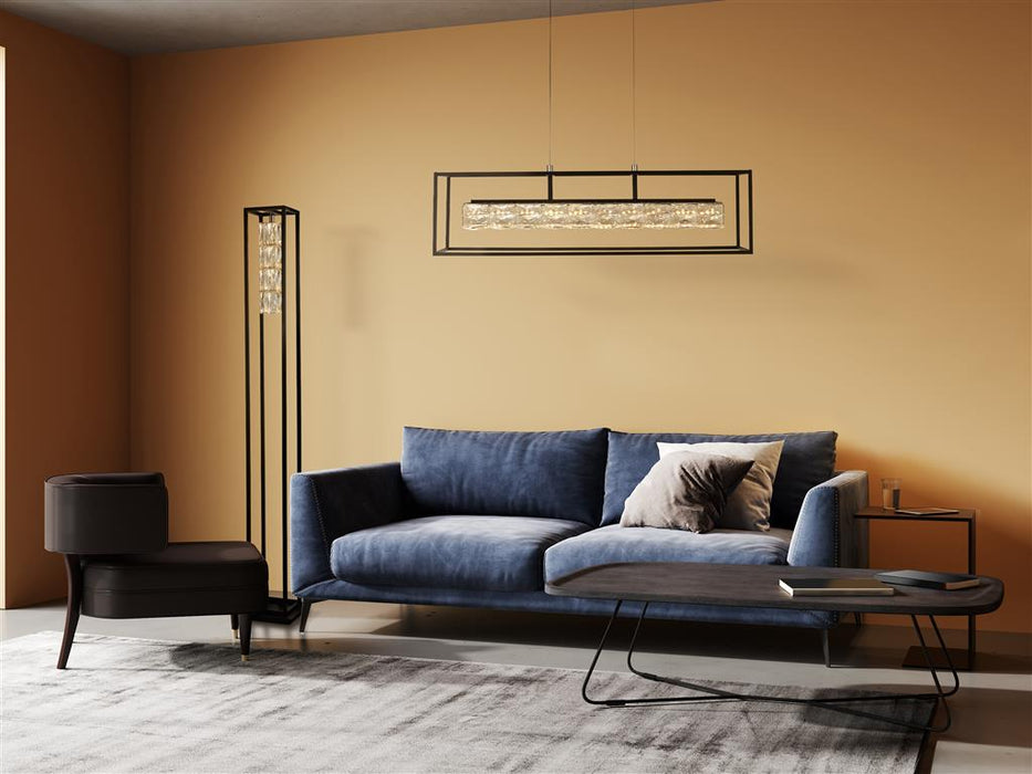 Searchlight  89563BK Elevator Floor Lamp - Matt Black Frame & Crystal Centre