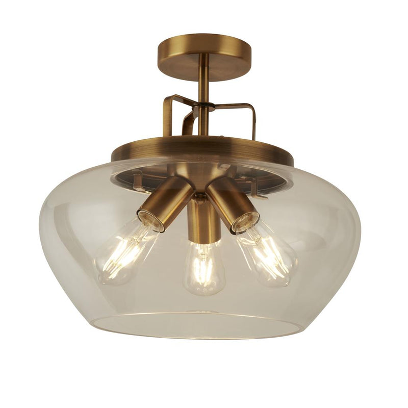 Searchlight  8973-3BZ Boule 3Lt Semi Flush - Bronze & Clear Glass