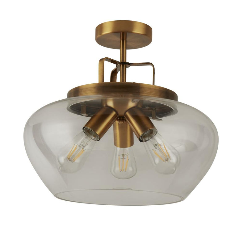 Searchlight  8973-3BZ Boule 3Lt Semi Flush - Bronze & Clear Glass