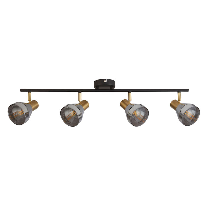 Searchlight  23801-4SM Westminster 4Lt Spot-Black, Satin Brass Metal & Smoked Glass