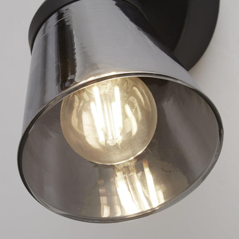 Searchlight  61170-1SM Mega Spotlight Wall Light - Black Metal & Smoked Glass