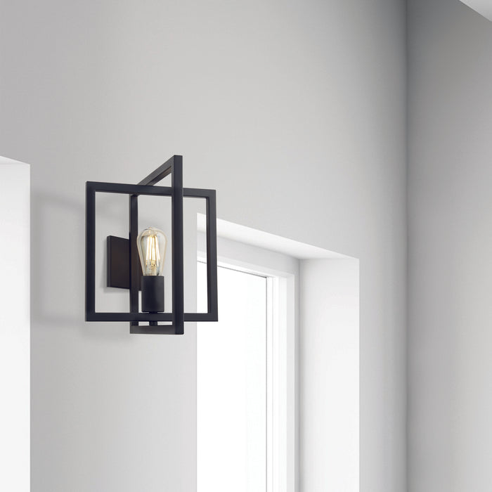 Searchlight  23203-1BK Plaza Wall Light - Matt Black Metal