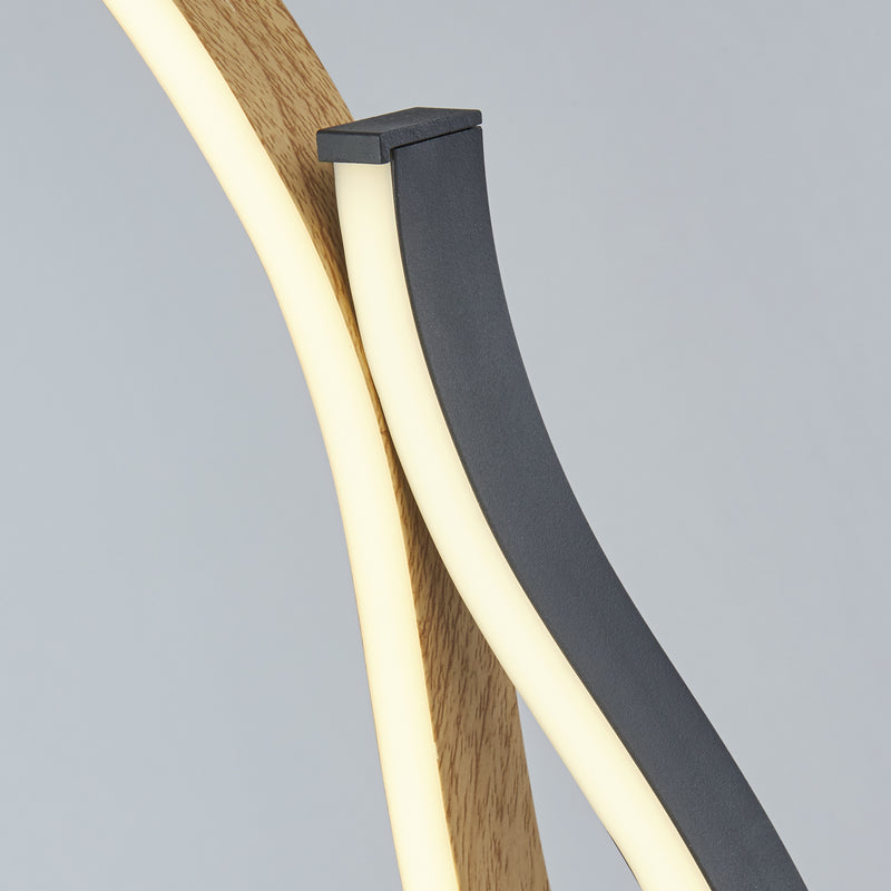 Searchlight  32101-1BK Bloom Table Lamp - Black Metal & Wood Effect