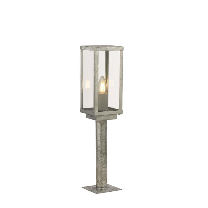 Searchlight  90151-500SI Box II Outdoor Post - Galvanised Silver Metal & Glass
